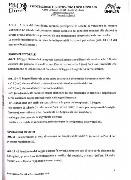 Regolamento Per L'elezione Degli Organi Sociali - Pro Loco Lioni